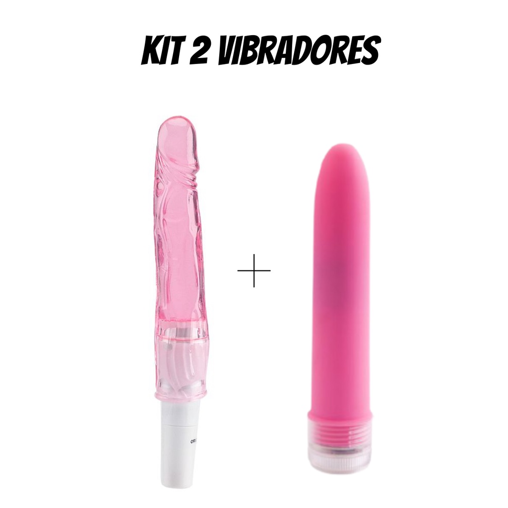 Kit Vibrador Clássico Aveludado 18cm Penetração + Vibrador Feminino em  Formato de Pênis Sexshop - Desconto no Preço