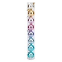 Bolas em Tubo Rainbow Lisa 10cm - 08 unidades - Cromus Natal - Rizzo