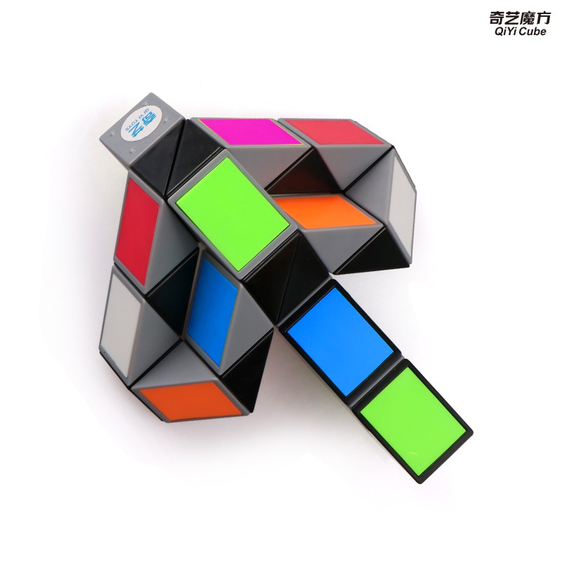 QiYi Magic Snake 24/36/48/60/72 Blocks Magic Ruler Cube Puzzle Cube Twist Puzzle for Children(Preto e Colorido)