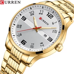 CURREN Relógios Masculinos Marca Original Design Mostrador Criativo Moda Casual Negócios Esportes Aço Inoxidável Quartzo Impermeável 8411 XS