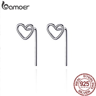 Bamoer Brincos De Tarraxa De Prata 925 Com Coração/Amor/Da Moda Para Mulheres/Meninas