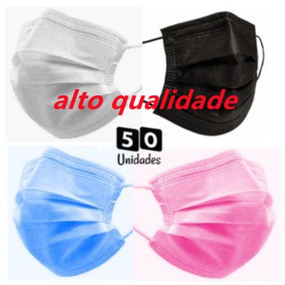 KIT 50/20/10 Máscara Hospitalar Tripla 3 camadas Proteção Similar N95 Filtrante Descartavel Tnt Clip Nasal Elástico Cor preta branca rosa azul e verde
