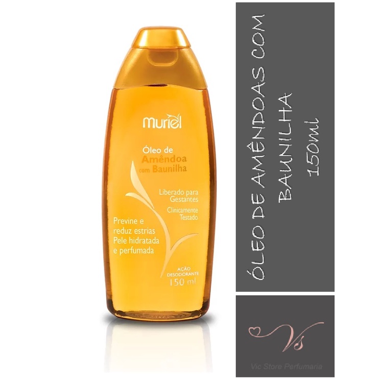 Óleo corporal de Amêndoas c/ Baunilha Muriel 150ml ação desodorante