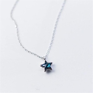925 Colar De Prata Sterling Fashion Blue Crystal Cute Small Cinco Pontas Estrela Fêmea N047 em Oferta na Shopee