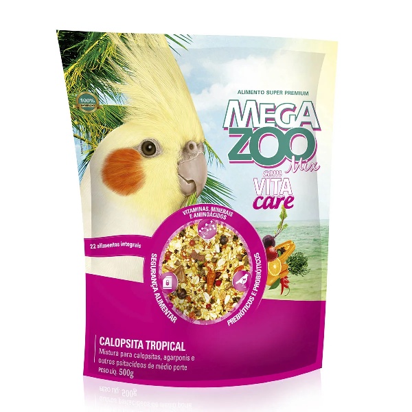 Ração Super Premium Mix Calopsita Tropical 500g - Megazoo em Oferta na Shopee