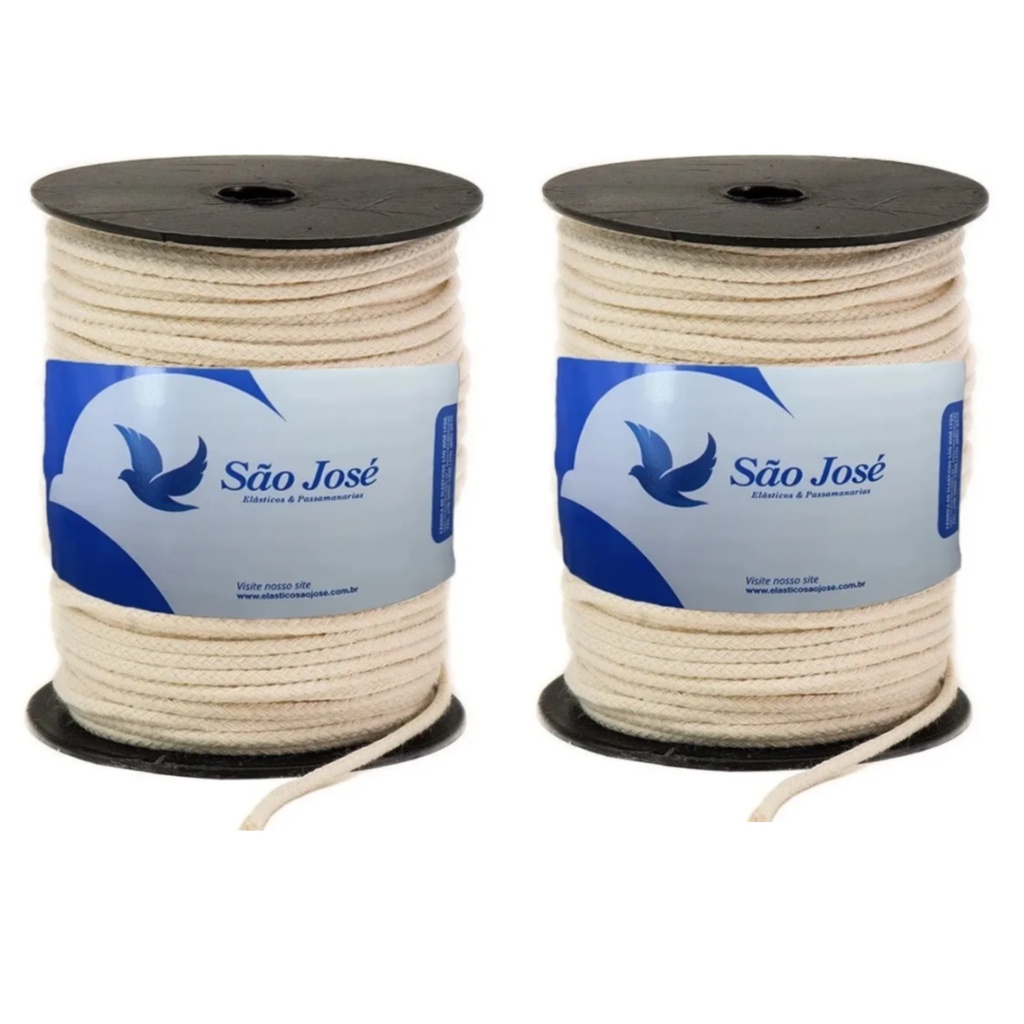 Corda Para Artesanato Barbante 3mm Cru Algodão 50 Metros Macramê Kit 2x