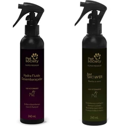 KIT Hydra 1 Fluido Desembaraçador + 1 Banho a Seco 240ml PETSOCIETY shitzu Cães