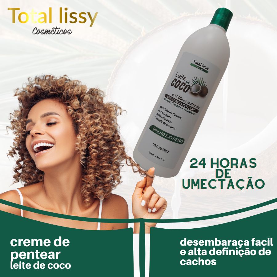 Ativador de Cachos Umectante Creme Para Pentear Umidificador Profissional 1 Litro