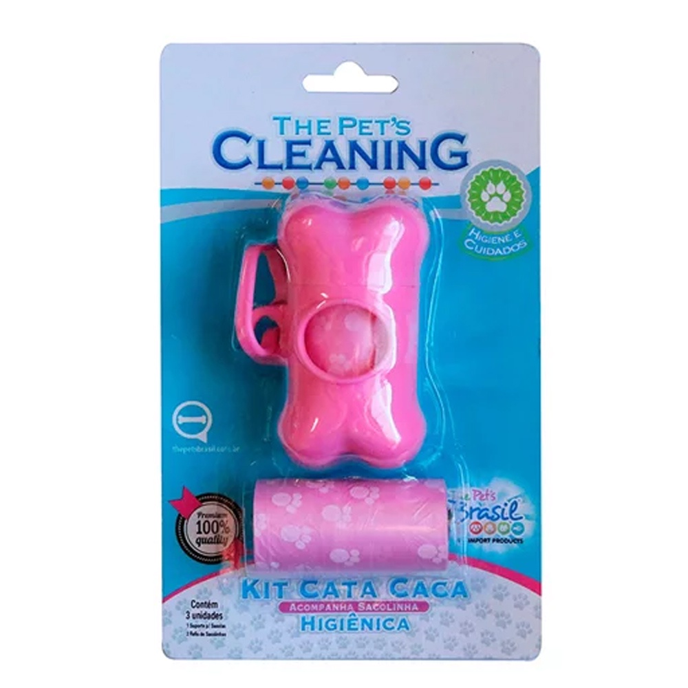 Kit Cata Caca para coletar fezes do animal com porta saquinhos e 2 rolos de refil The Pets Brasil