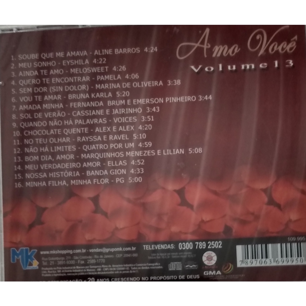 CD Original GOSPEL - Amo você Volume 13 / 16 Músicas inéditas. | Shopee  Brasil