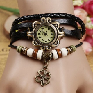 Relógio Vintage Feminino PU De Couro Moda Feminina De Quartzo
