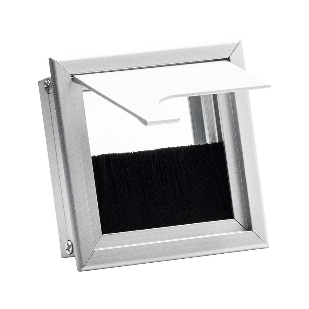 Passa Cabos e Fios De Aluminio Quadrado Para Mesa 80x80mm