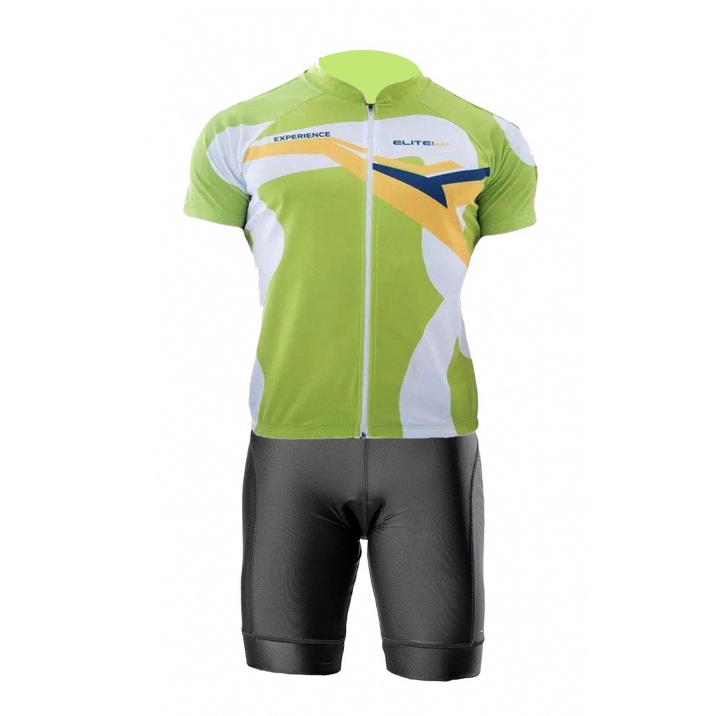 Conjunto Elite Bermuda Short Preto Camisa Verde Ciclismo