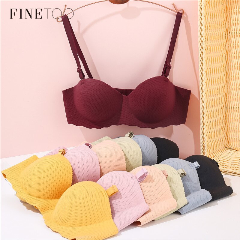 FINETOO Mulher Sutiã Reforçado Lingerie Feminina Sem Costura Cor Sólida Bralette Invisível Correia Removível em Oferta na Shopee