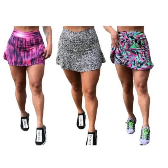 Short Saia Bermuda Fitness Estampado Roupa Feminina Academia Suplex Tapa Bumbum