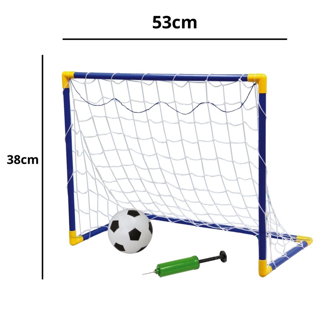Kit Mini Trave Golzinho Com Bola Rede + Bomba de Ar - Trave 53x38cm