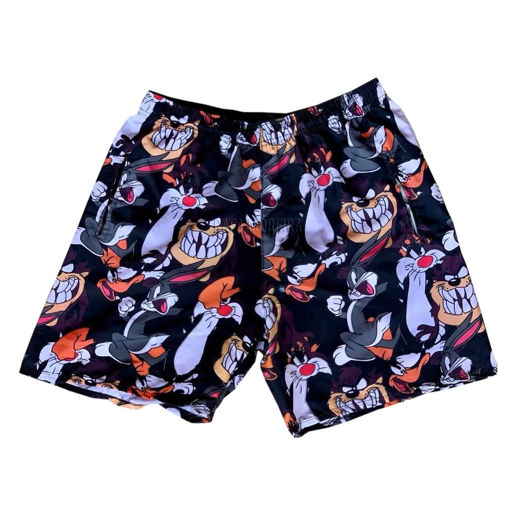 Shorts Tactel Masculino Personagens Mauricinho Surf Praia Piscina Estampado Oferta