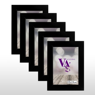 Kit 5 Molduras Pretas Porta Retrato 10x15 Preto fino com Vidro ou acetato para parede ou mesa em Oferta na Shopee