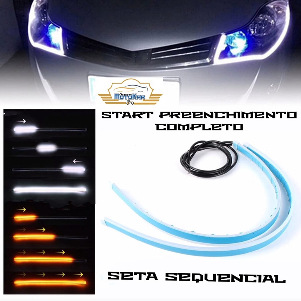 Fita Sequencial Tuning com Efeito Start Ghosting e Seta Sequencial 30W 150 LEDS 60cm 12V Flexível