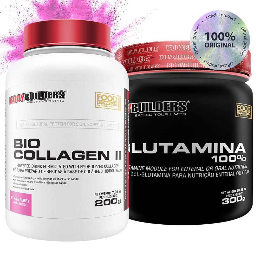 Kit Glutamina 100% Pura 300g + COLÁGENO Bio Collagen 200g - Bodybuilders