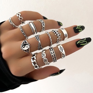 14 Peças/Conjunto Anéis Femininos De Ouro Anel Simples De Metal Boêmio/Bijuteria/Presentes Anel Feminino Vintage De Prata Fashion