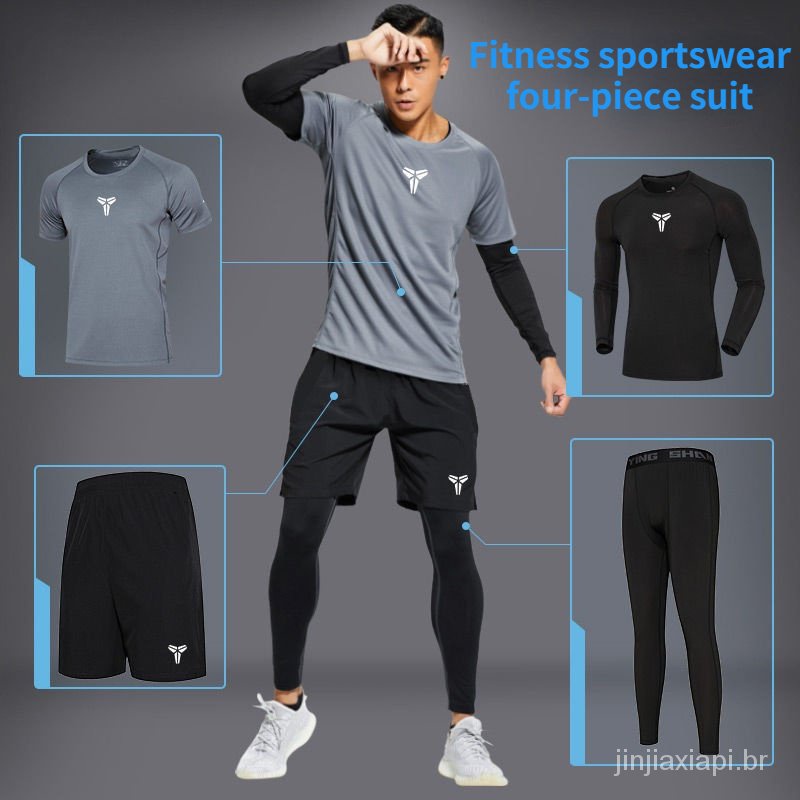 Terno de Academia Esportivo Masculino, Equipamento de Basquete Para Academia, Treino Justo, Secagem Rápida, Manhã e Noite, Corrida de Primavera e Verão, Roupas de Fitness