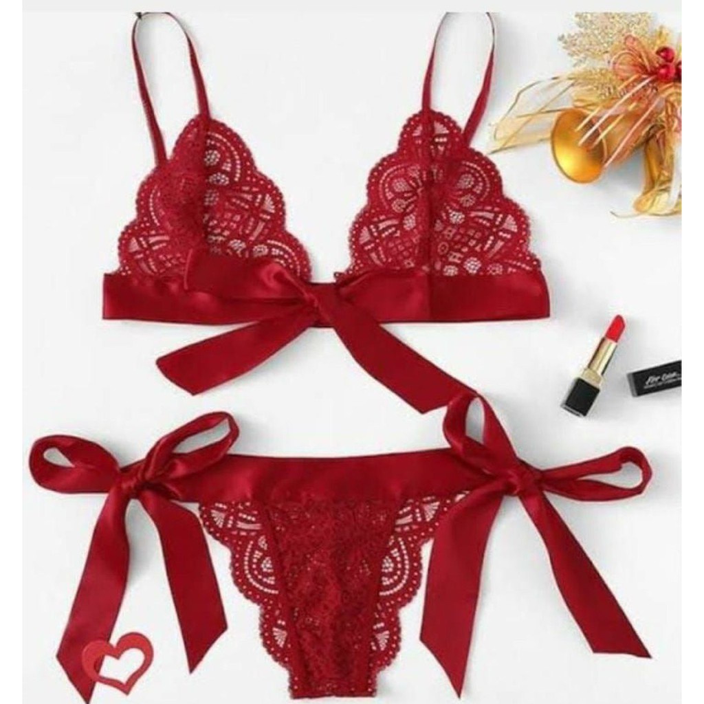 Conjunto Lingerie Luxo Fita Cetim Sensual Dia Dos Namorados Shopee Brasil 