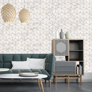 Papel de parede Diamond Zara Gold Mármore Cubo em Oferta na Shopee