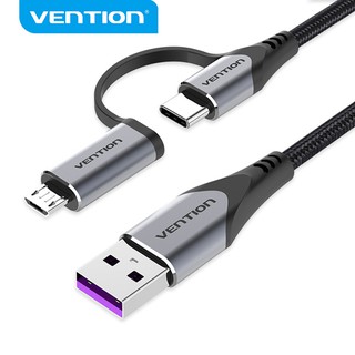Venção Tipo C Cabo 5a 2 Em 1 Micro Usb / Usb C Cabo De Carga Rápida Cabo De Dados De 480 Mbps Cabo De Carregamento Usb Para Android