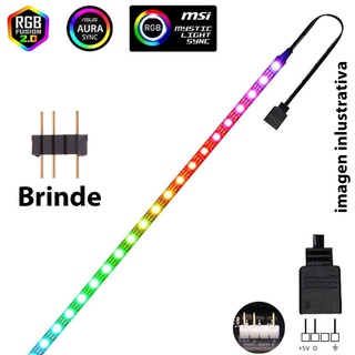 Fita LED 5v 3pin Digital Endereçável Aura Sync Argb 100 cm 60 Leds para PC Gamer,e decoração