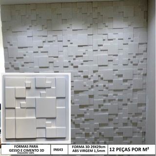 Forma 3d Gesso Mosaiquinho Liso 29x29cm abs 1.5mm molde 3d gesso/cimento 3d