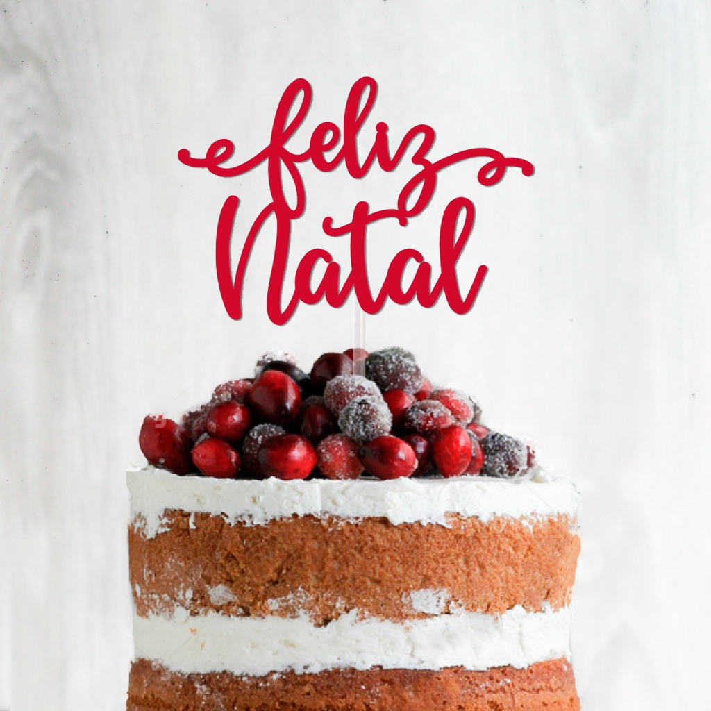 Topo de Bolo ou Panetone Feliz Natal - Estilo 02