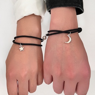 2 Pcs/Set Fashion Conjunto De Pulseiras Para Casais Magnético Estrela Lua Jóias Amantes