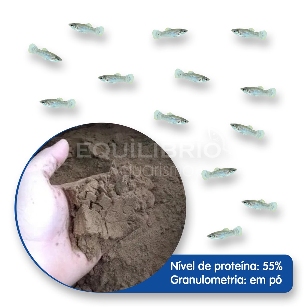 Ração Para Peixes Alevinos Em Pó (55% Proteína) 500 g