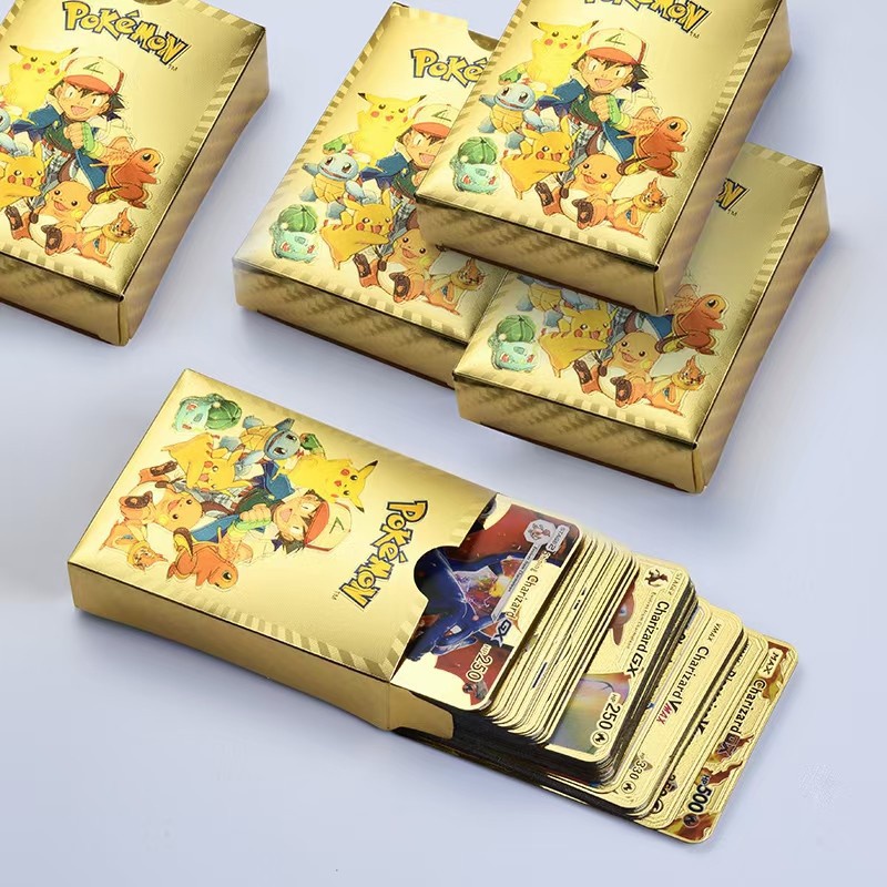10-55 Pçs/Conjunto Cartão De Energia De Metal Ouro Vmax GX Charizard Pikachu Pokemon Coleção Rara Batalha De Treinamento De Brinquedos Para Crianças Presente