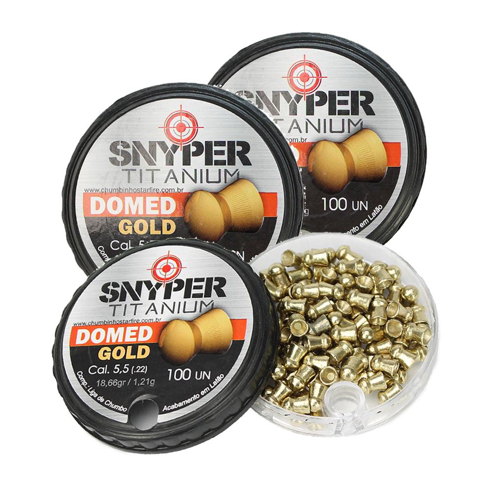 Kit 3 Chumbinho Titanium Domed Gold 5.5mm - Snyper - Sports & Outdoors
