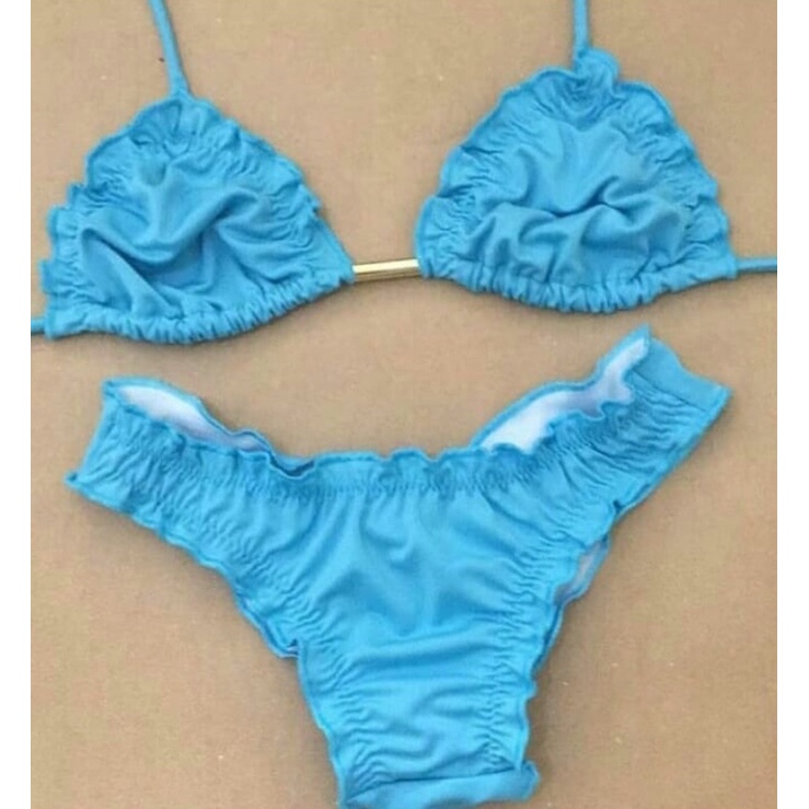 Biquíni ripple bojo removivel calcinha empina bumbum azul bebe