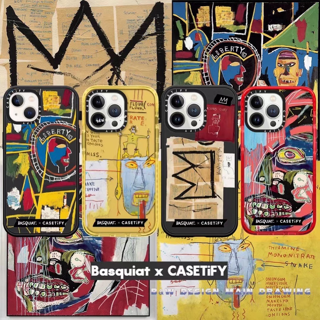 CASETiFY Basquiat Arte Clássica Doodle Phone Case Para iPhone 13 12 11 Pro MAX IX XS XR 6 6s 7 8 Mais Caso À Prova De Choque Bumper Transparente Queda Prevenção Capa Mole