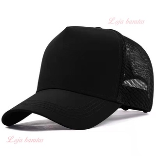 Boné Trucker Preto Liso Redinha Telinha Aba Curva