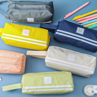Estojo De Lápis De Tecido De Grande Capacidade Estojo Duplo Para Escola Papelaria