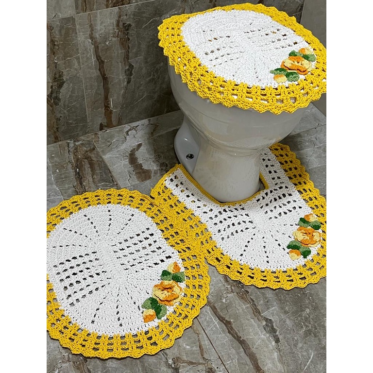 Jogo De Banheiro Crochê Kit C/ 3 Peças - Promoção