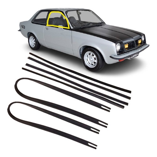 Kit Borrachas Canaletas E Pestanas Chevette 73/82 Com 6 Pcs