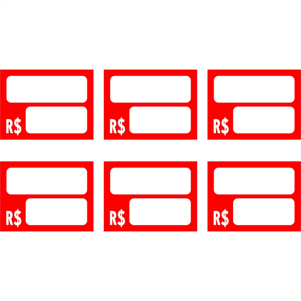 100 Etiquetas em pvc 6,5 x 5,0 cm, etiqueta preços Lisa, Ref. 35