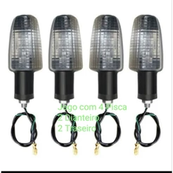 Kit Combo 4 Pisca Completa Cg Titan Fan 125 150 Cbx200/Xr300 Lente Cristal