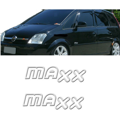 Par De Adesivo Emblema Maxx Resinado Meriva Prata