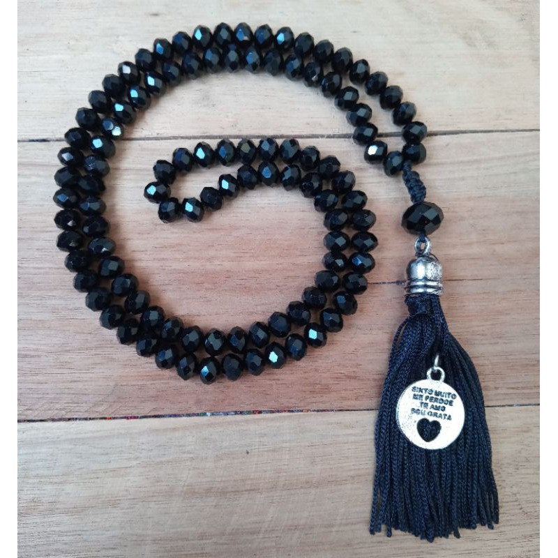 Imagem Japamala 108 Contas Cristal Negro Rosário Budista Ref:28