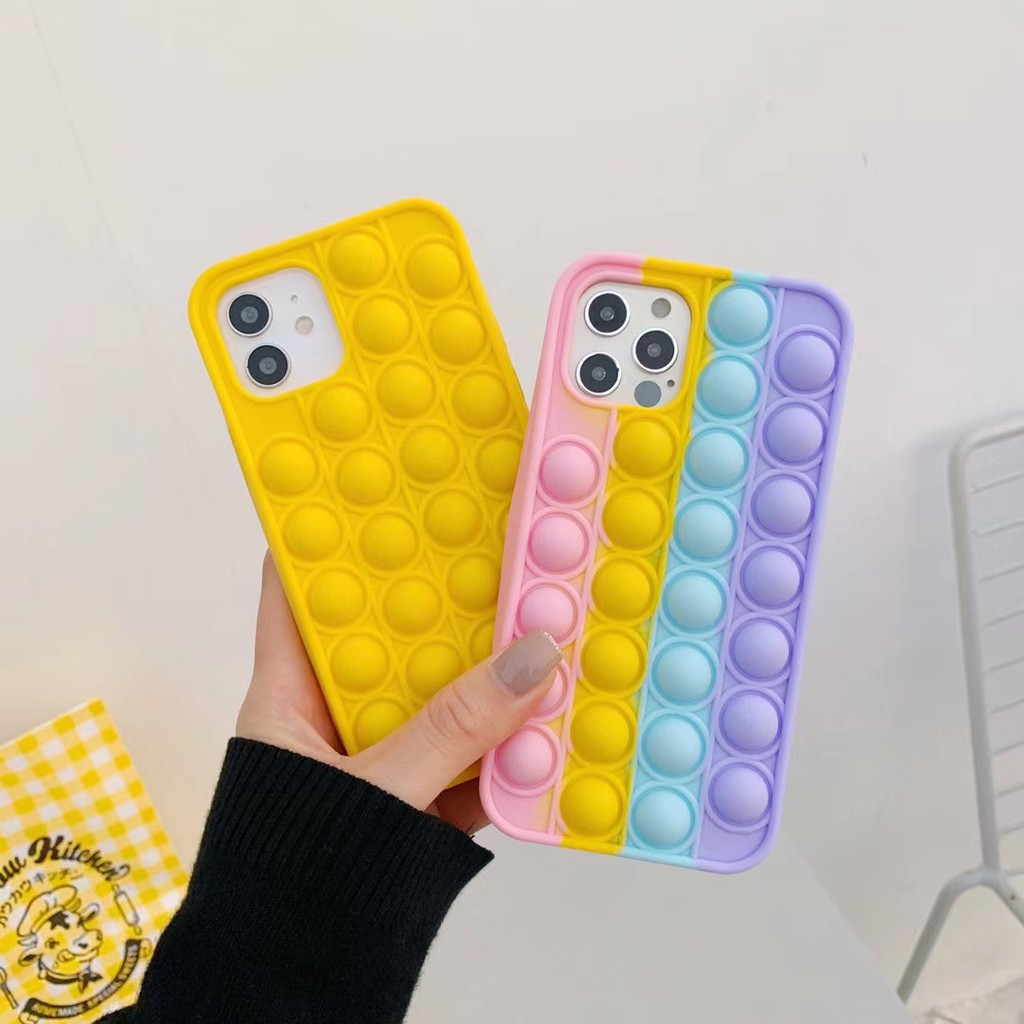 Hot Pop It Push Bubble Phone Case Stress Relief Fidget Toy For Iphone 12 Pro Mini 11 Xs Max Xr 7 8 Plus Shopee Brasil