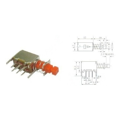10 Peças - Chave Tecla Ps-22f05 50vdc 0,5a Com Trava