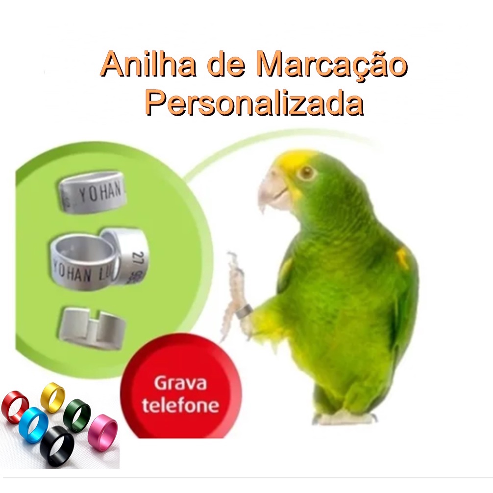 1 Anilha  personalizada de marcação em alumínio papagaio parrot