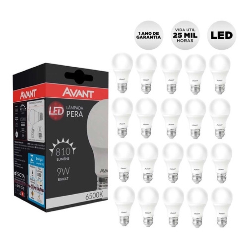 Lâmpada Led Branco Bulbo 9w Soquete E27 Bivolt Casa Comercio